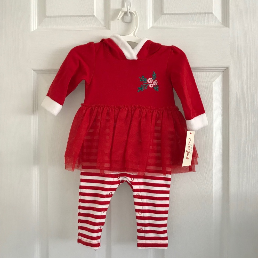 Cat & Jack Striped Tulle Skirt Hooded Romper